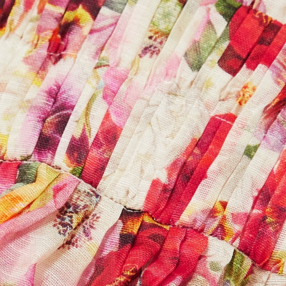 ZIMMERMANN Wonderland V-Neck Floral-Print Linen & Silk-Blend Organza Dress - Picture 3 of 13